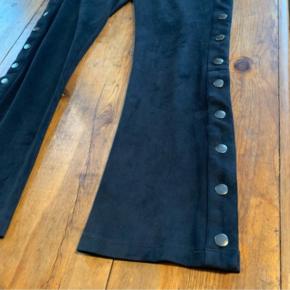 David Lerner Black Micro Suede Side Snap Flare Pants Revolve - Picture 3 of 10